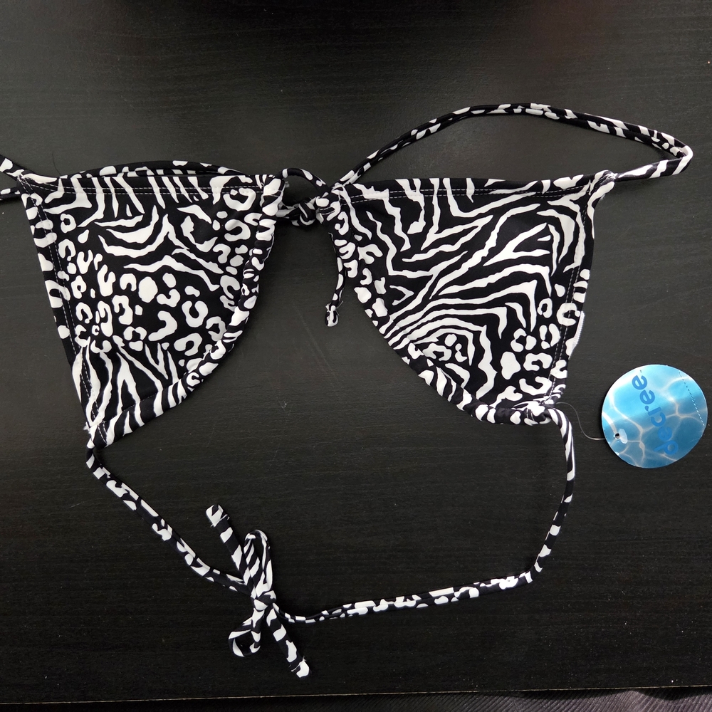 Black and White Animal Print Bikini Top